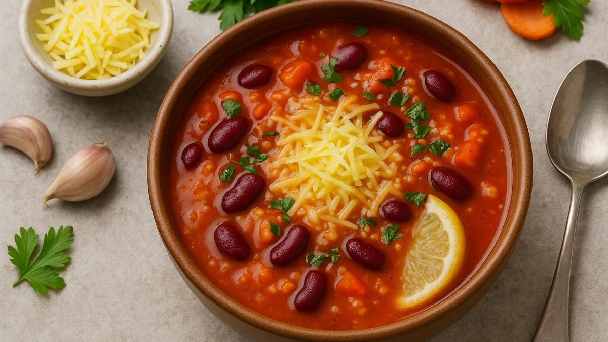 Томатный суп с фасолью и сыром Томатный суп с фасолью и сыром