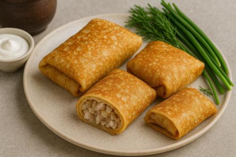 Блины с рыбой и ржаной мукой — блюдо северной кухни для летнего обеда