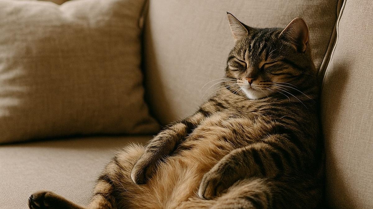 домашний кот сидит