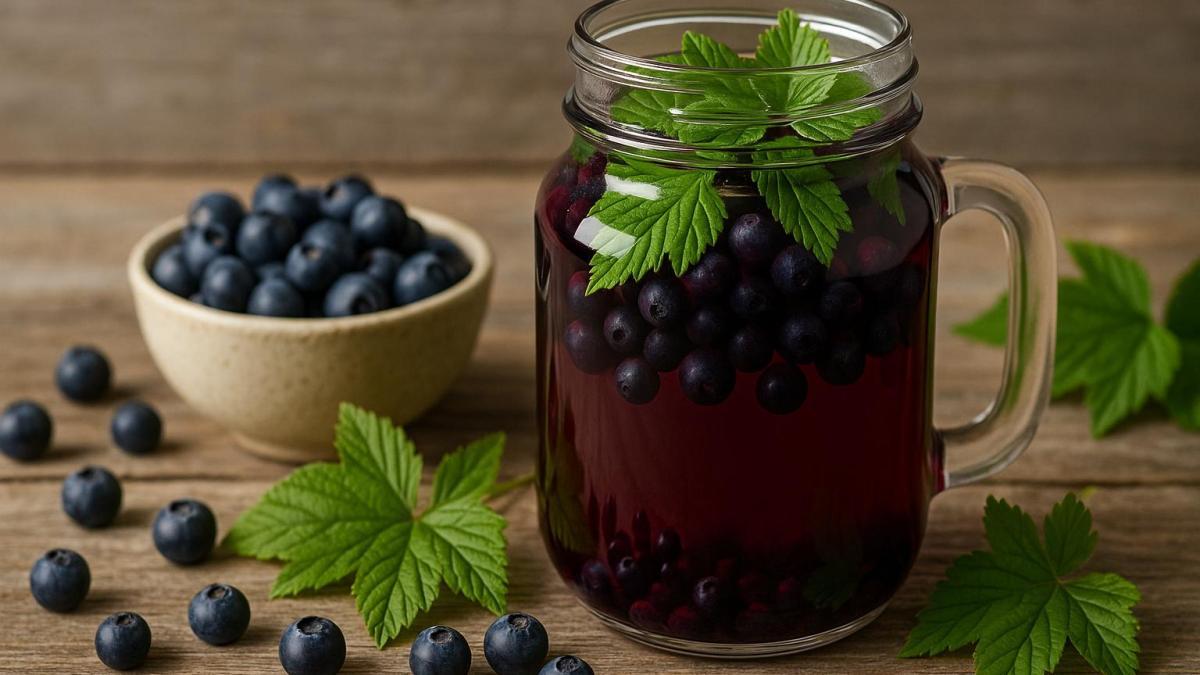Компот из черники и листьев смородины