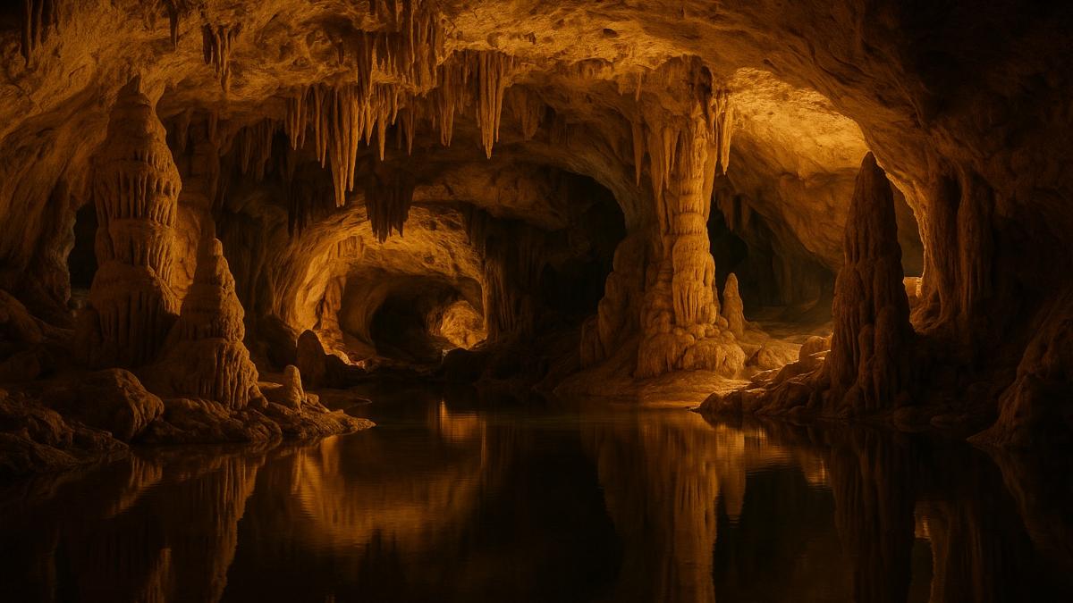 Подземная пещера со сталактитами