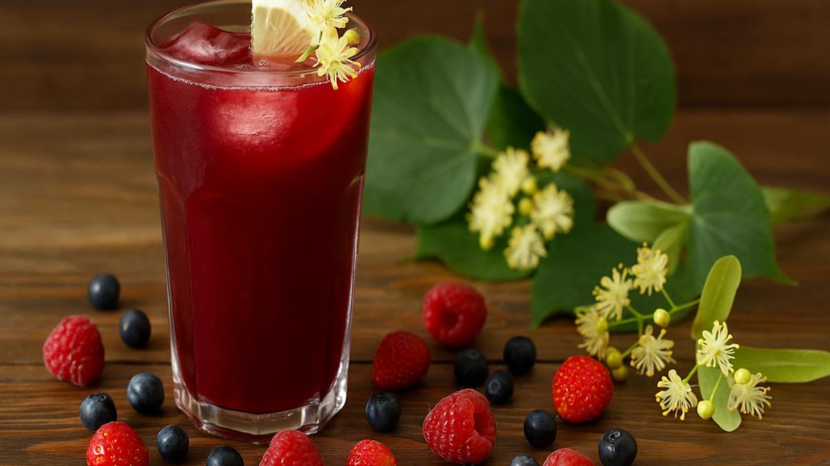 Летний морс из лесных ягод с липовым цветом