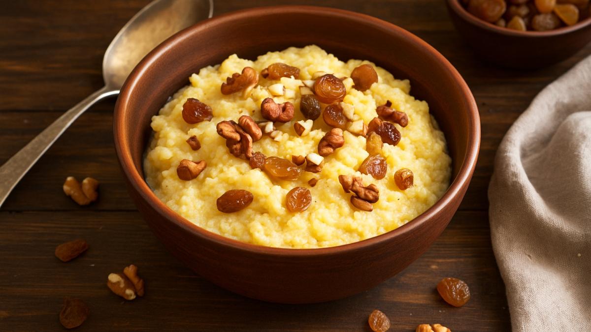 Пшённая каша с изюмом и орехами