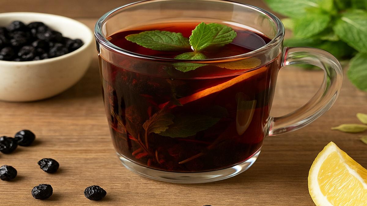 Морс из сушёной черёмухи с мятой и кардамоном