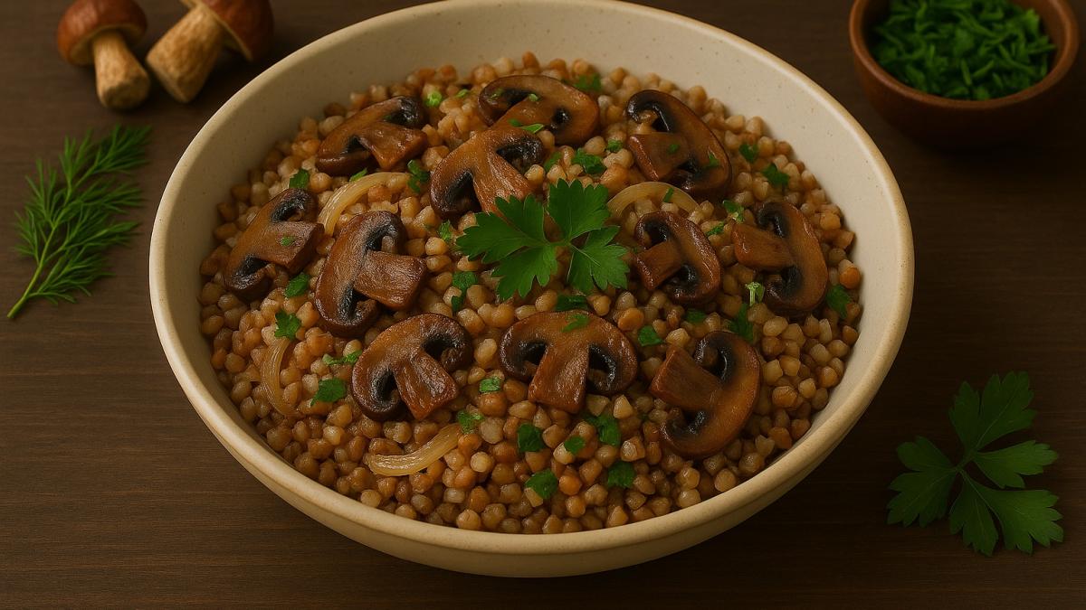 Гречка с грибами и луком по-северному
