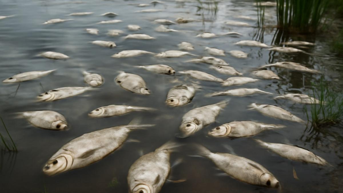 Мертвые рыбы на поверхности воды