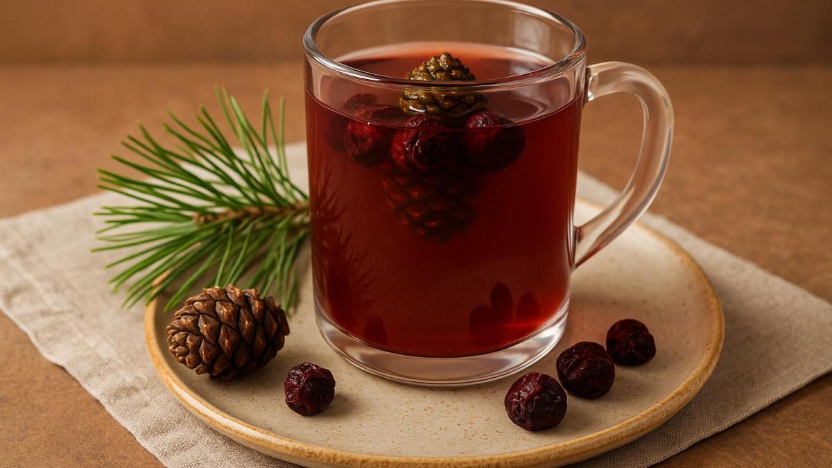 Компот из сосновых шишек и сушёной вишни
