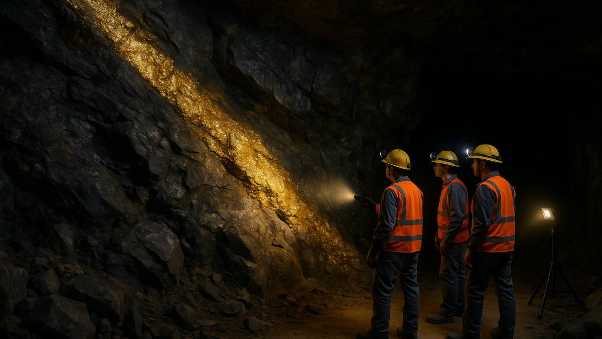 Золотая жила в горной шахте