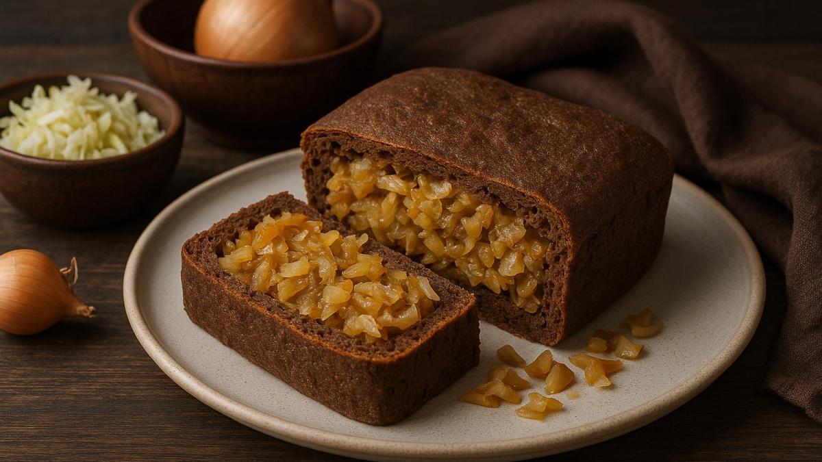 Ржаная запеканка с капустой и луком