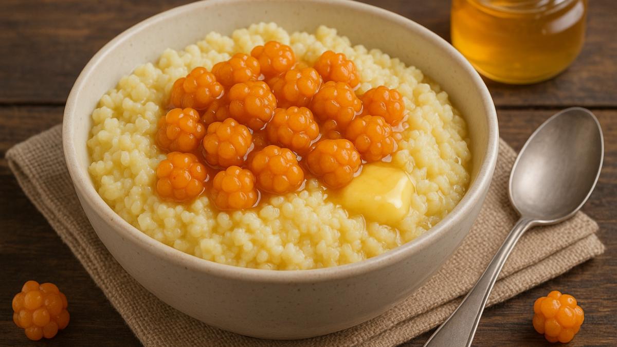 Пшённая каша с морошкой и медом