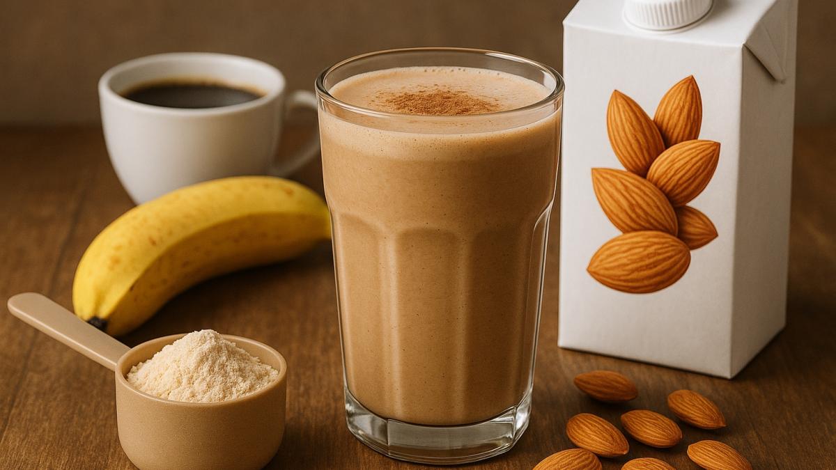 Коктейль с протеином, кофе и ореховым молоком