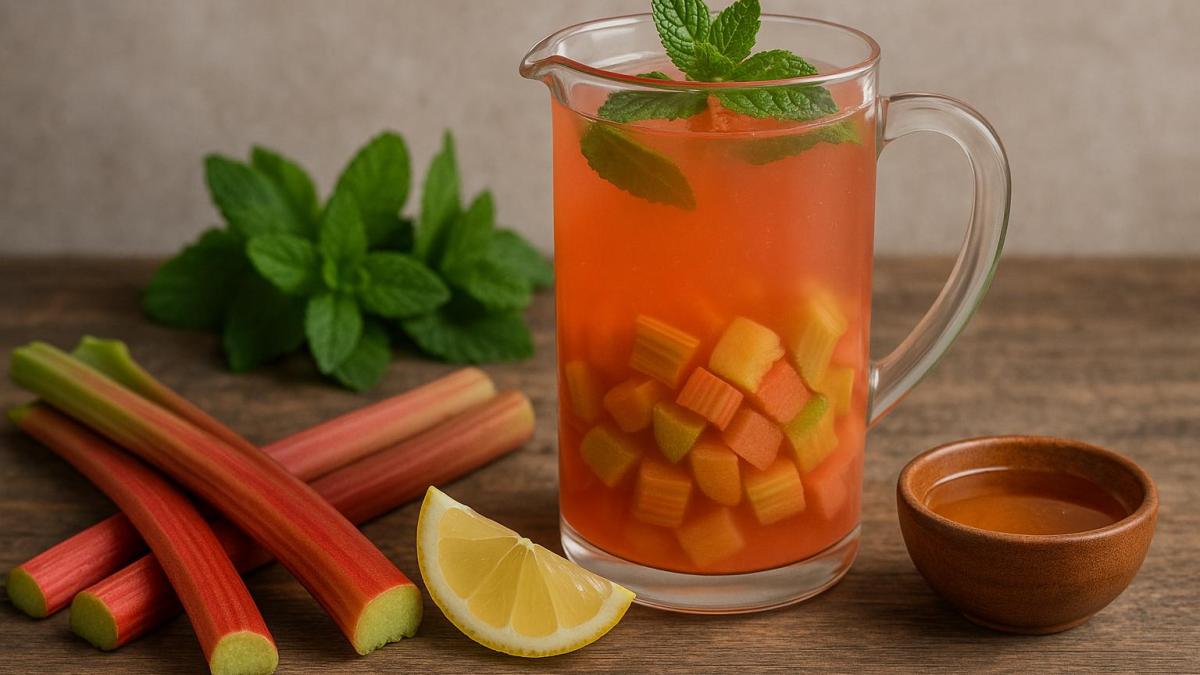 Компот из ревеня с мятой и мёдом Компот из ревеня с мятой и мёдом