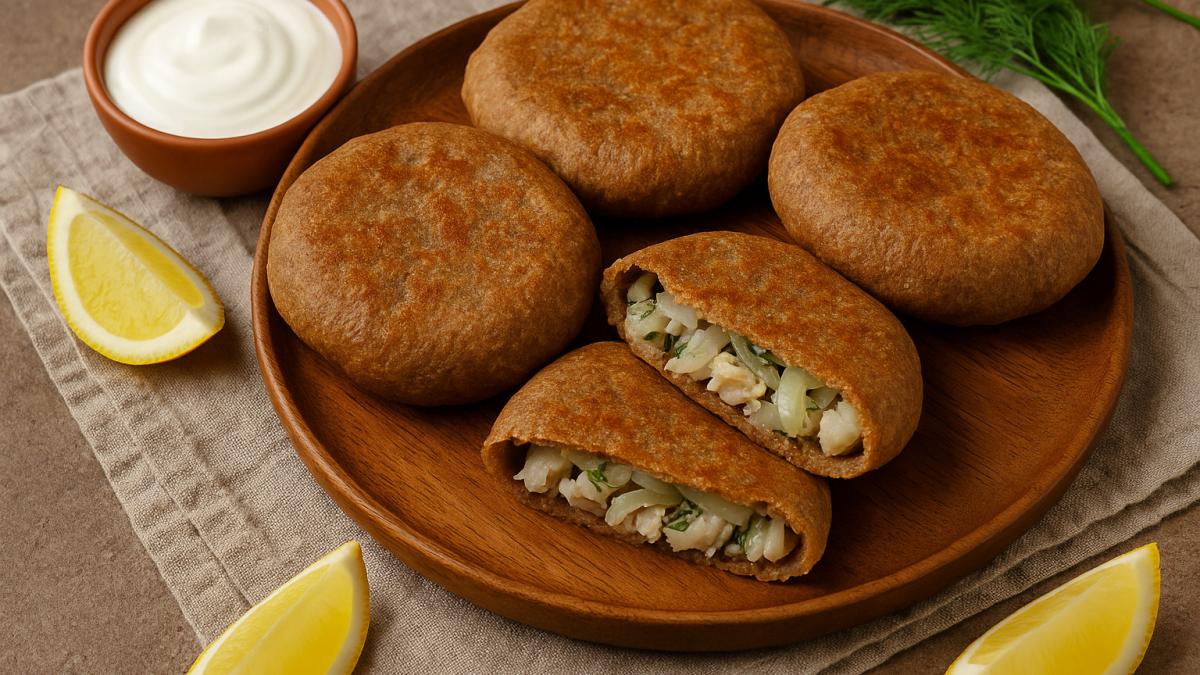 Ржаные лепёшки с рыбой и луком Ржаные лепёшки с рыбой и луком
