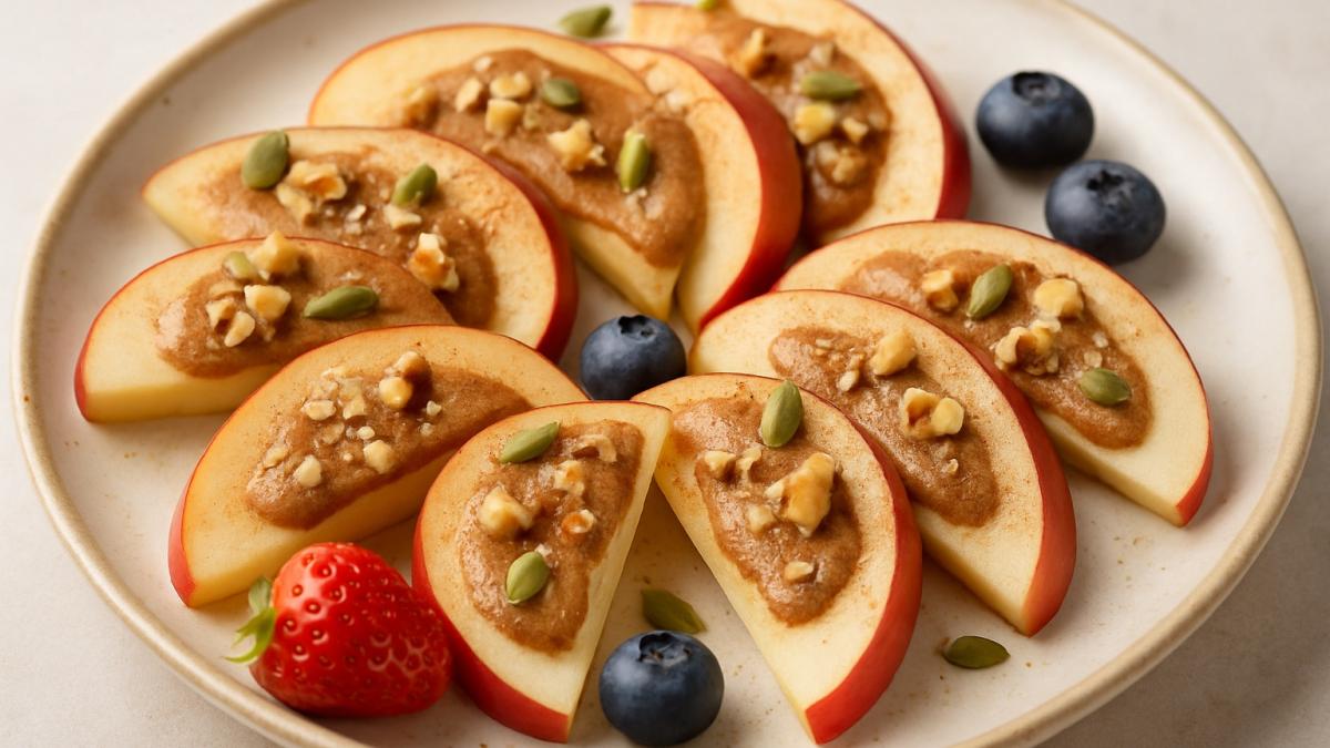 Яблоки с миндальным маслом и корицей Яблоки с миндальным маслом и корицей